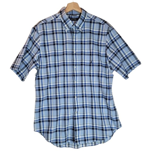 Nautica Other - Nautica Short Sleeve Plaid Button Up Shirt Men's L